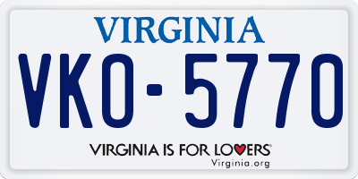 VA license plate VKO5770