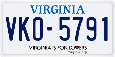 VA license plate VKO5791