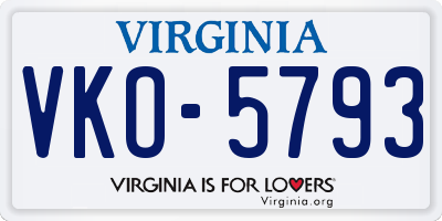 VA license plate VKO5793