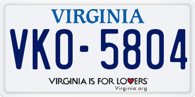 VA license plate VKO5804