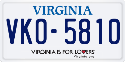 VA license plate VKO5810