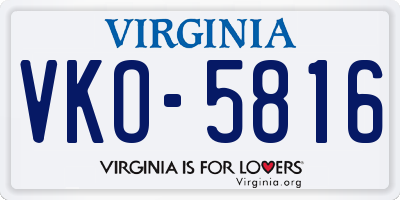VA license plate VKO5816