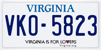 VA license plate VKO5823