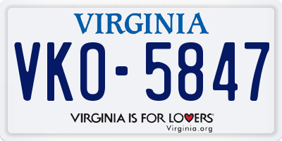 VA license plate VKO5847