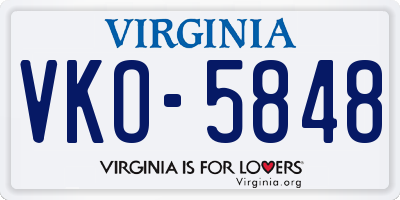 VA license plate VKO5848