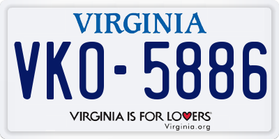 VA license plate VKO5886