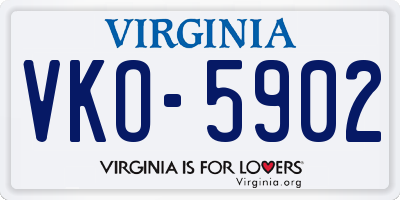 VA license plate VKO5902