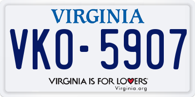 VA license plate VKO5907