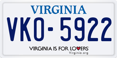 VA license plate VKO5922