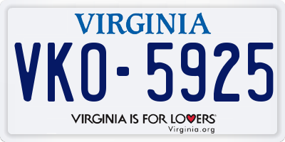 VA license plate VKO5925