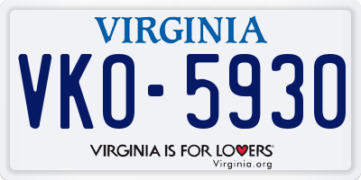 VA license plate VKO5930