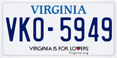 VA license plate VKO5949