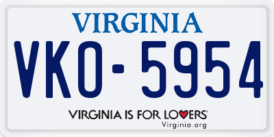 VA license plate VKO5954