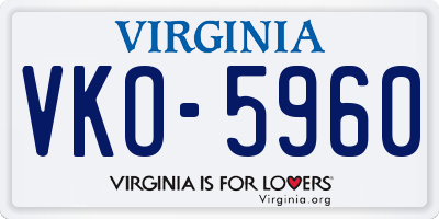 VA license plate VKO5960