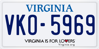 VA license plate VKO5969