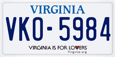 VA license plate VKO5984