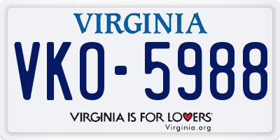 VA license plate VKO5988