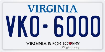 VA license plate VKO6000