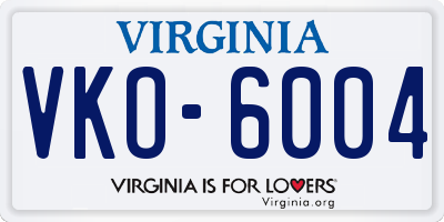 VA license plate VKO6004