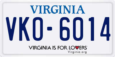 VA license plate VKO6014