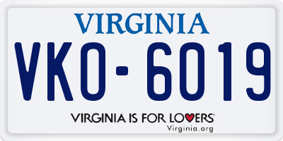 VA license plate VKO6019