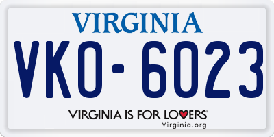 VA license plate VKO6023