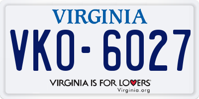 VA license plate VKO6027