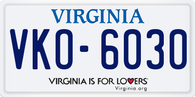 VA license plate VKO6030