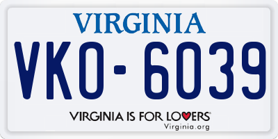 VA license plate VKO6039