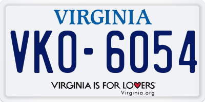 VA license plate VKO6054