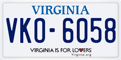 VA license plate VKO6058