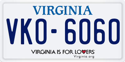 VA license plate VKO6060