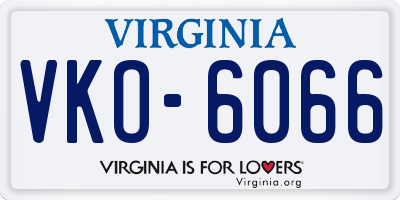 VA license plate VKO6066