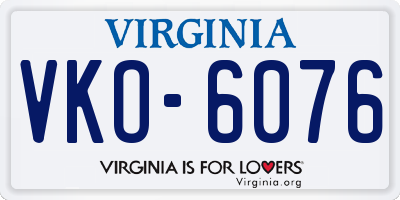 VA license plate VKO6076