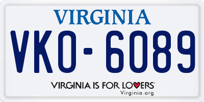 VA license plate VKO6089