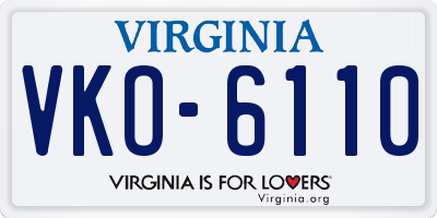 VA license plate VKO6110