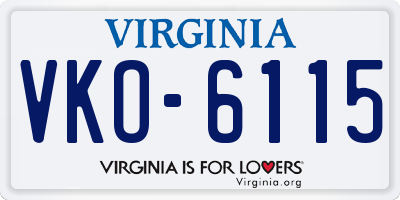 VA license plate VKO6115