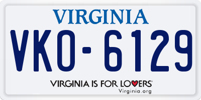 VA license plate VKO6129