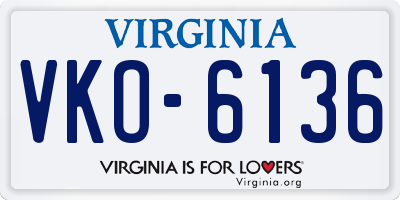 VA license plate VKO6136
