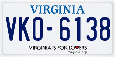 VA license plate VKO6138