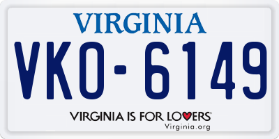 VA license plate VKO6149
