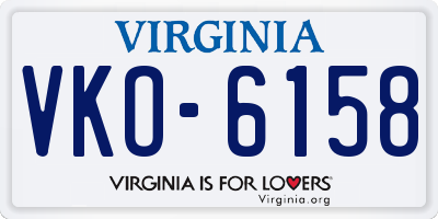 VA license plate VKO6158