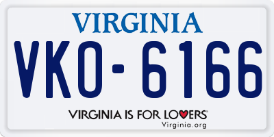 VA license plate VKO6166