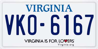 VA license plate VKO6167