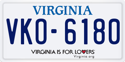 VA license plate VKO6180