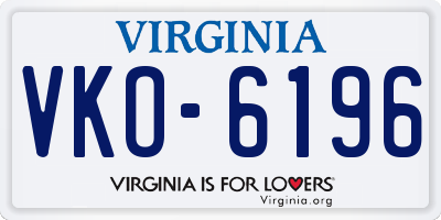 VA license plate VKO6196