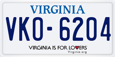VA license plate VKO6204