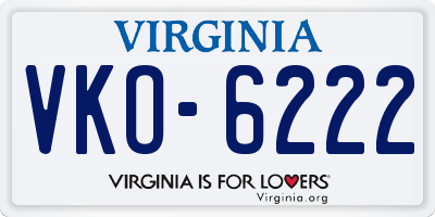 VA license plate VKO6222