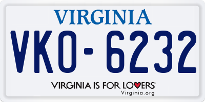 VA license plate VKO6232