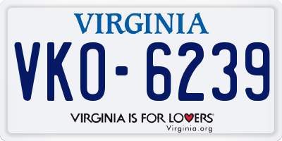 VA license plate VKO6239